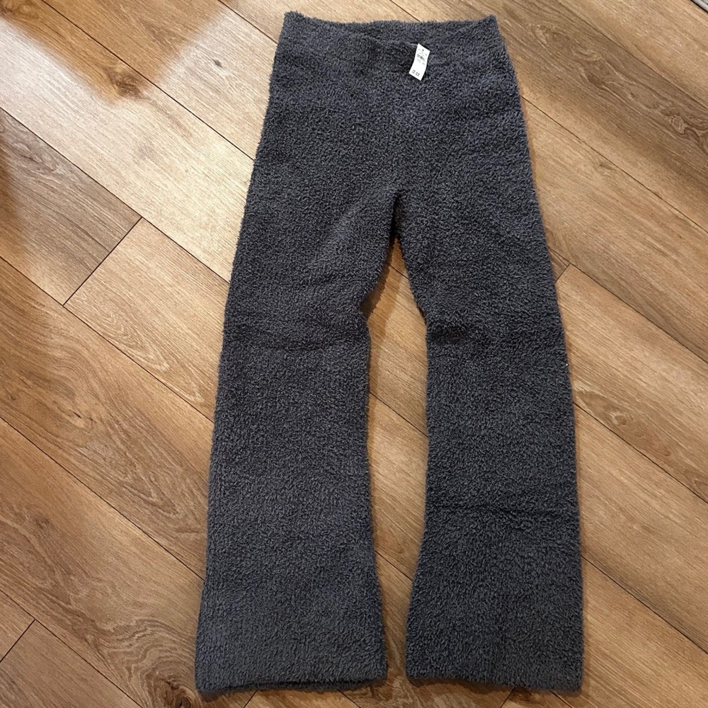 Aerie Real Soft Fuzzy Lounge Pants Charcoal Gray Eyelash Knit Medium NWT